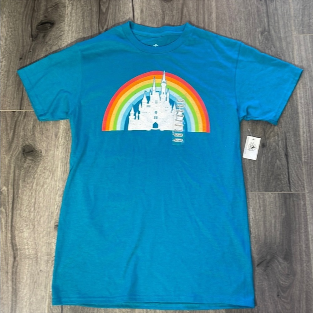 Disneyland Disney Parks Teal t~shirt with castle NWT size small